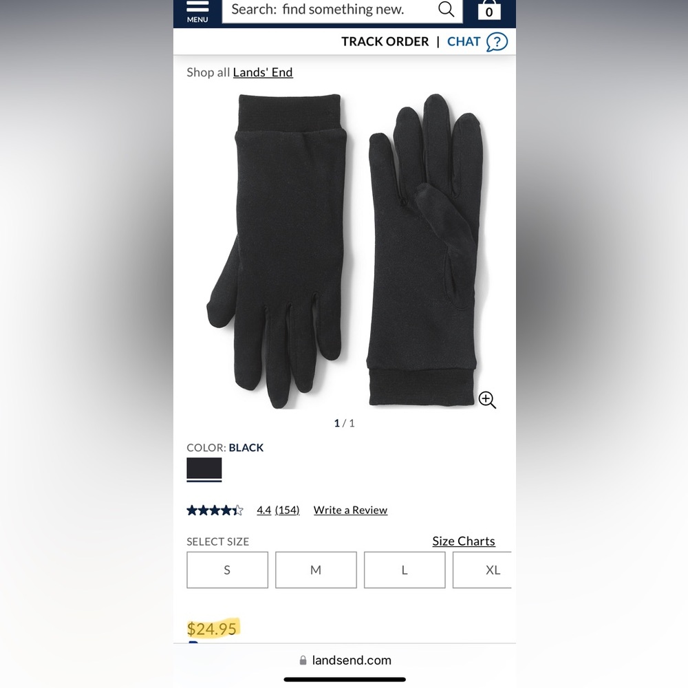 Land’s End Women's Silk Glove Liner